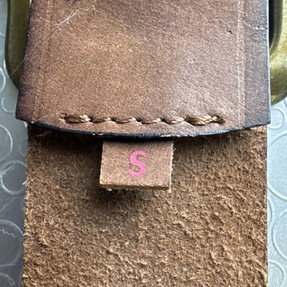 Lucky Brand Vintage Paisley Tooled Belt S Brown Leather Boho Western Cowgirl